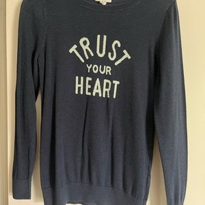 Old Navy, Navy blue “Trust Your Heart” long sleeve sweater size Medium